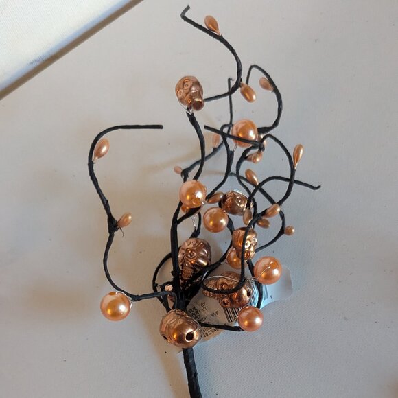 NWT 3 Goth Skulls Pearls Orange Halloween Decoration Floral Picks Ashland Decor - Picture 4 of 15